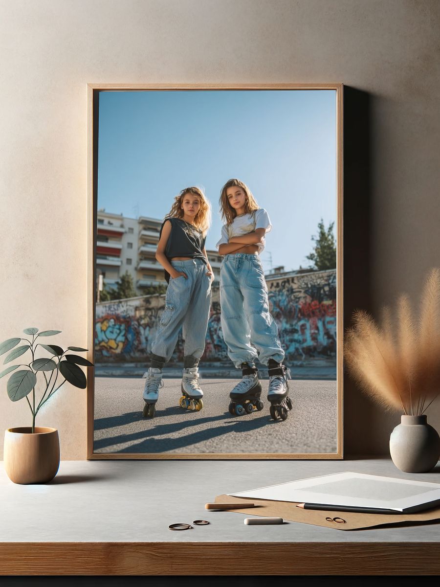 Urban Roller Skaters Photography Poster. — room view 2
