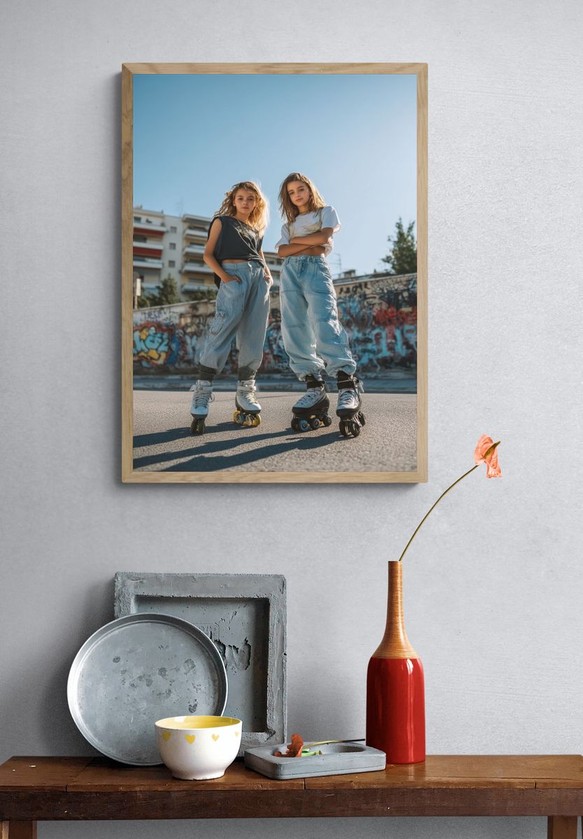 Urban Roller Skaters Photography Poster. — room view 3