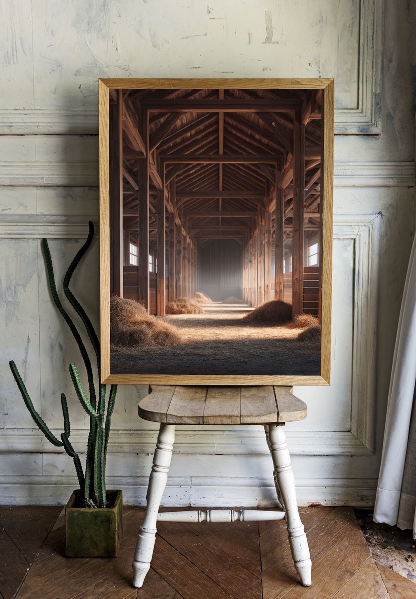 Rustic Barn Interior Photography Poster. — room view 1
