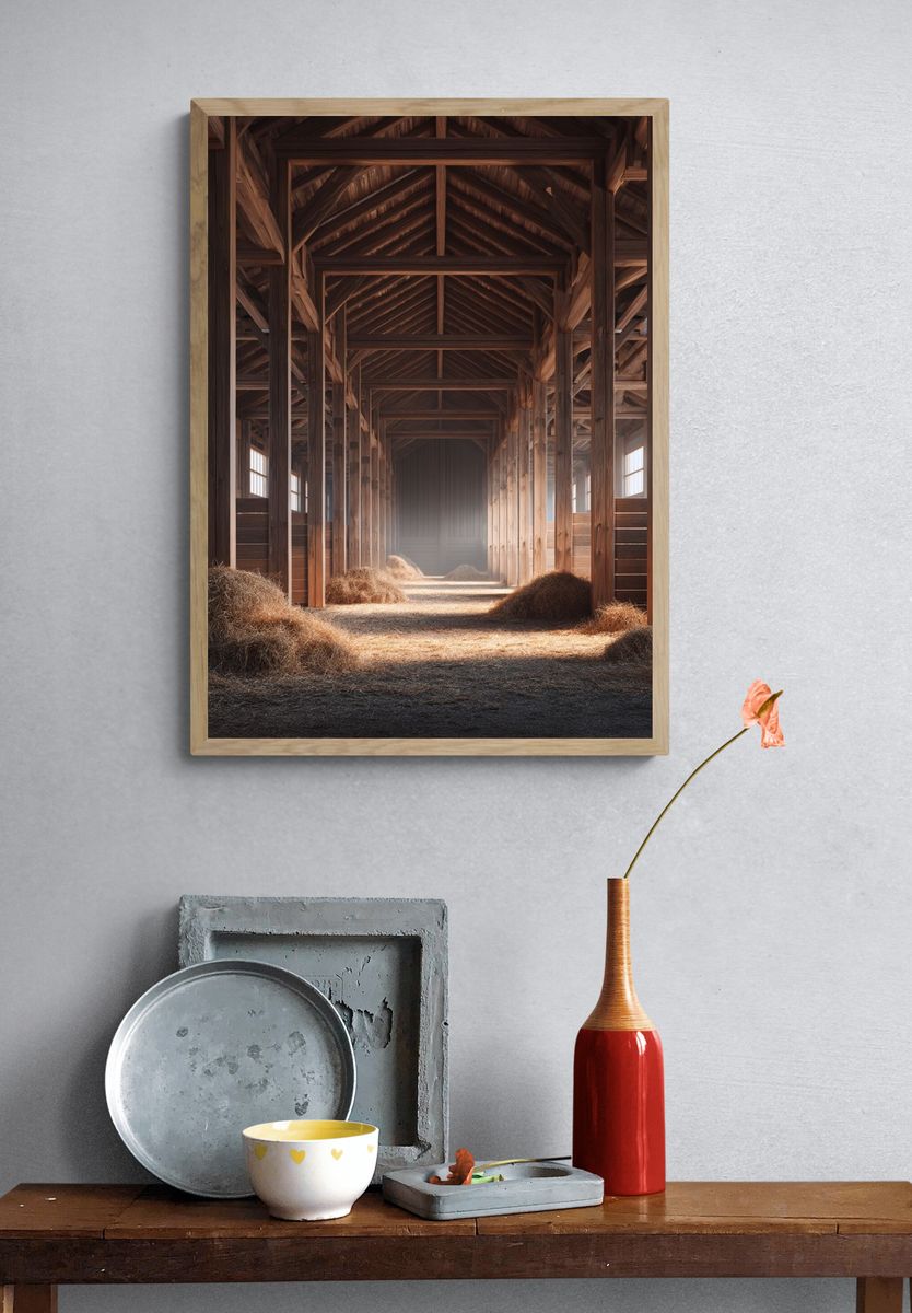 Rustic Barn Interior Photography Poster. — room view 3