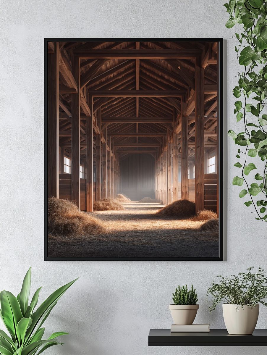 Rustic Barn Interior Photography Poster. — room view 4