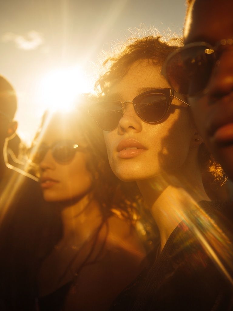 Sunlit Sunglasses Portrait Photography Poster. poster detail