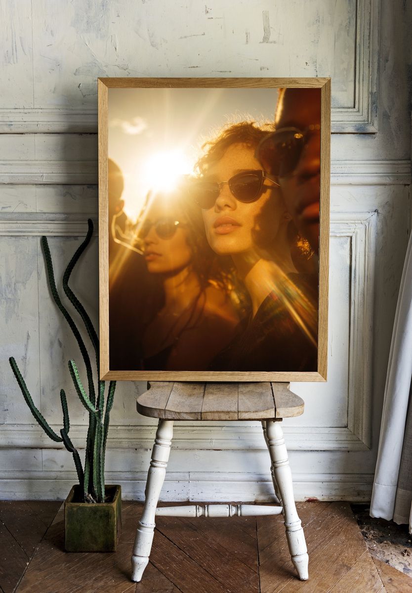 Sunlit Sunglasses Portrait Photography Poster. — room view 1