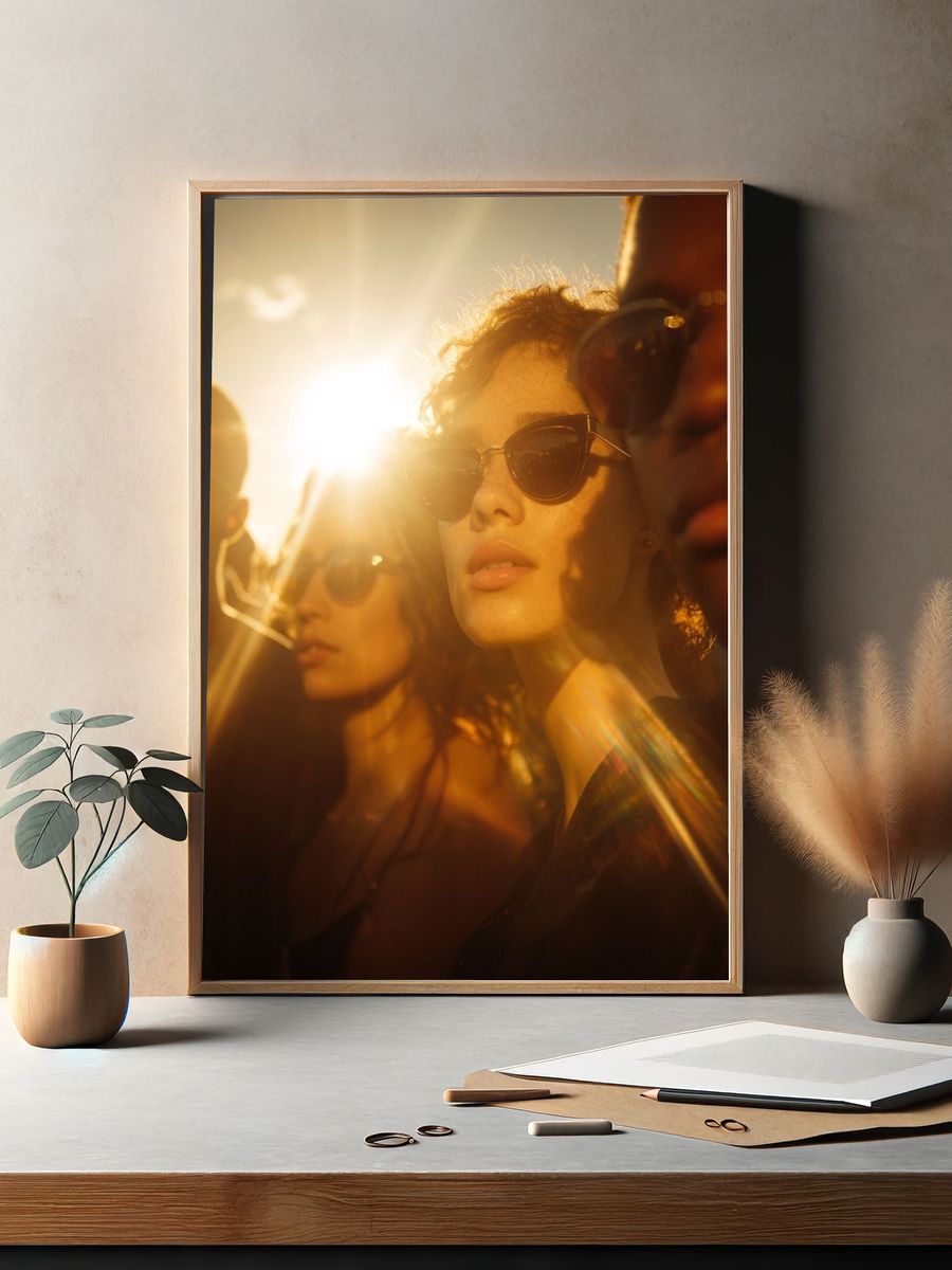 Sunlit Sunglasses Portrait Photography Poster. — room view 2