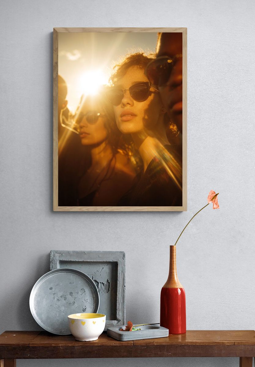 Sunlit Sunglasses Portrait Photography Poster. — room view 3