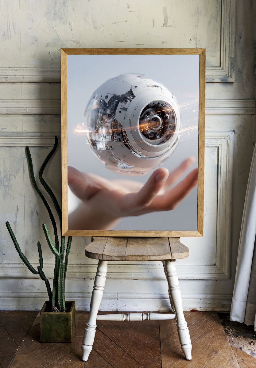 Floating AI Sphere Photography Poster. — room view 1