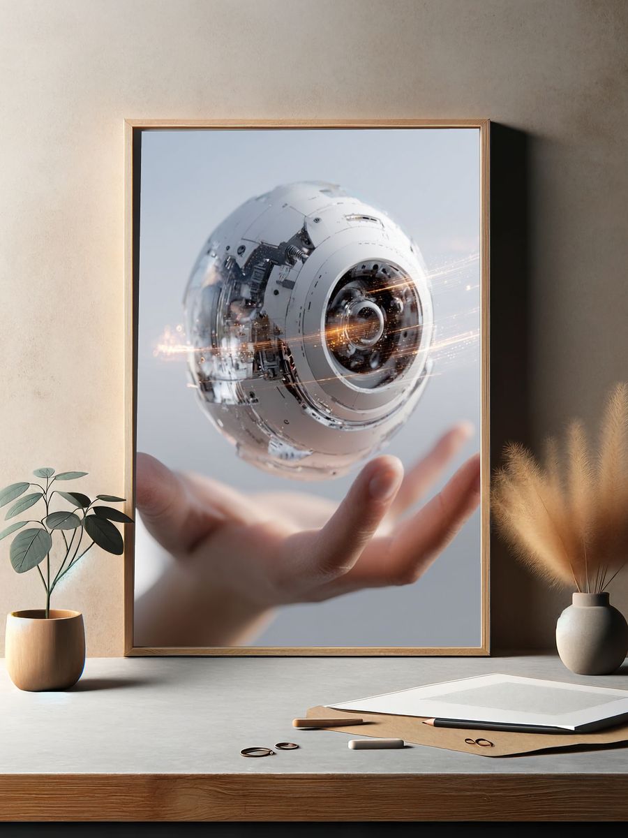 Floating AI Sphere Photography Poster. — room view 2