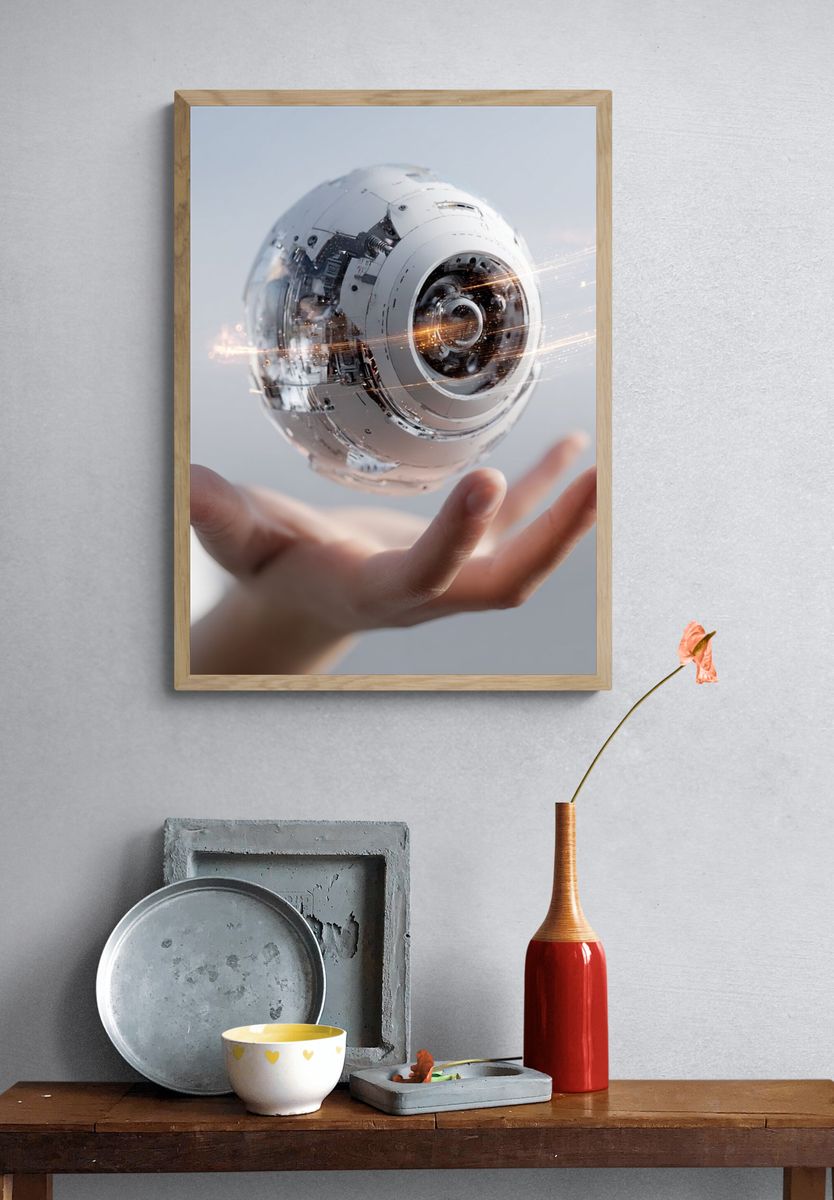 Floating AI Sphere Photography Poster. — room view 3