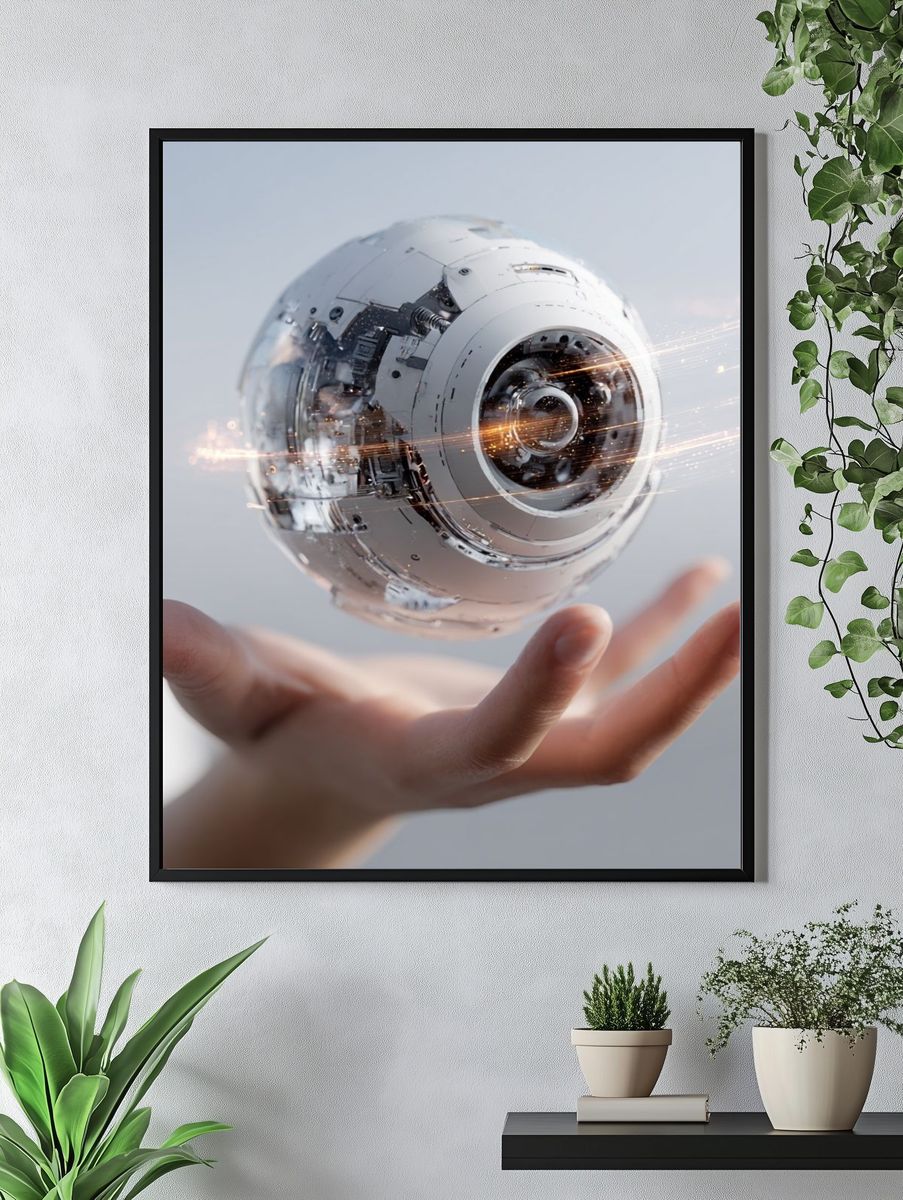 Floating AI Sphere Photography Poster. — room view 4