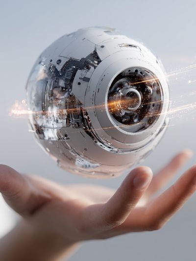 Floating AI Sphere Photography Poster. poster print