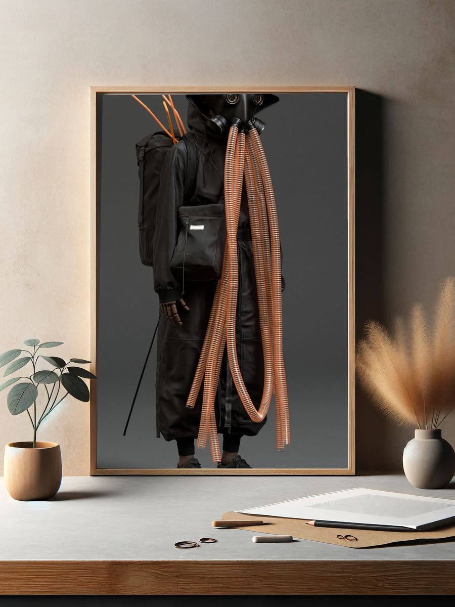 Futuristic Gas Mask Figure Poster. — room view 2