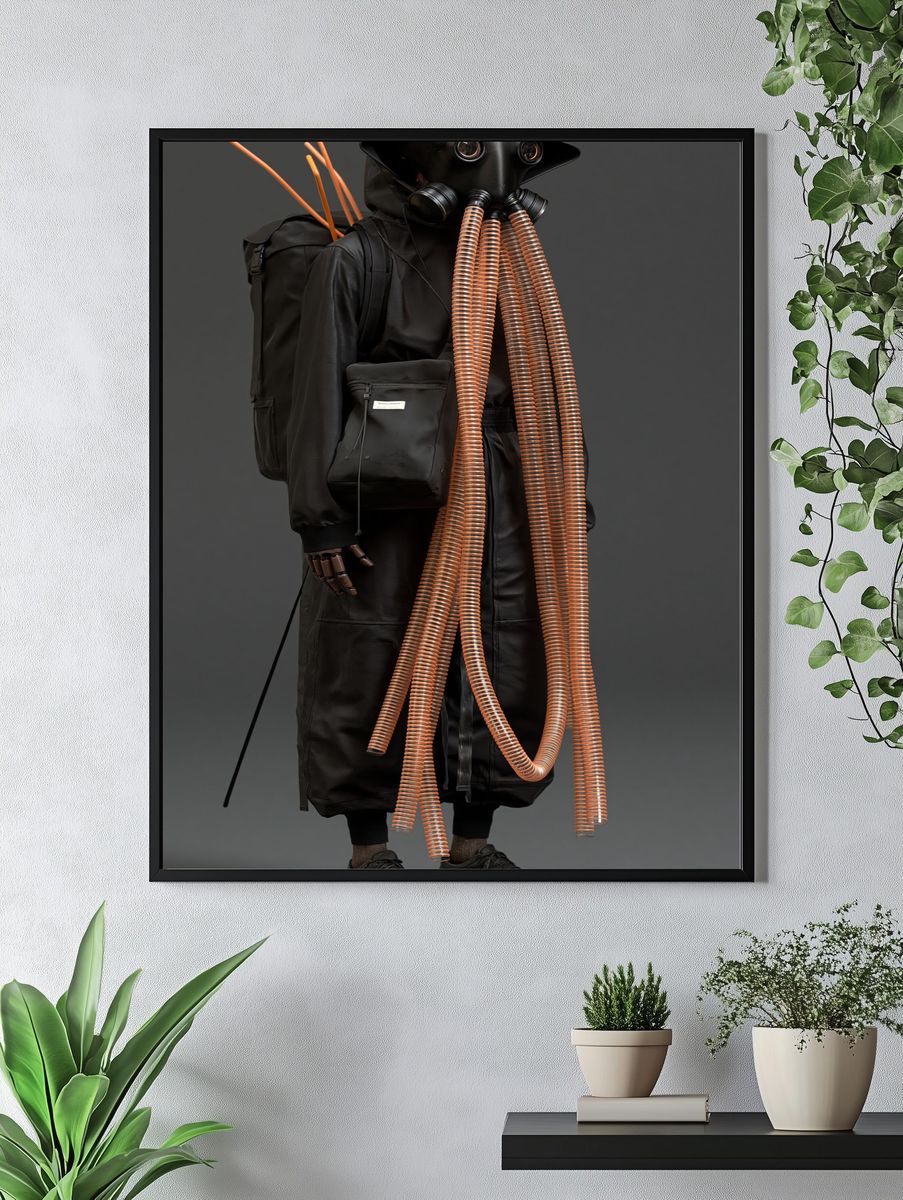 Futuristic Gas Mask Figure Poster. — room view 4