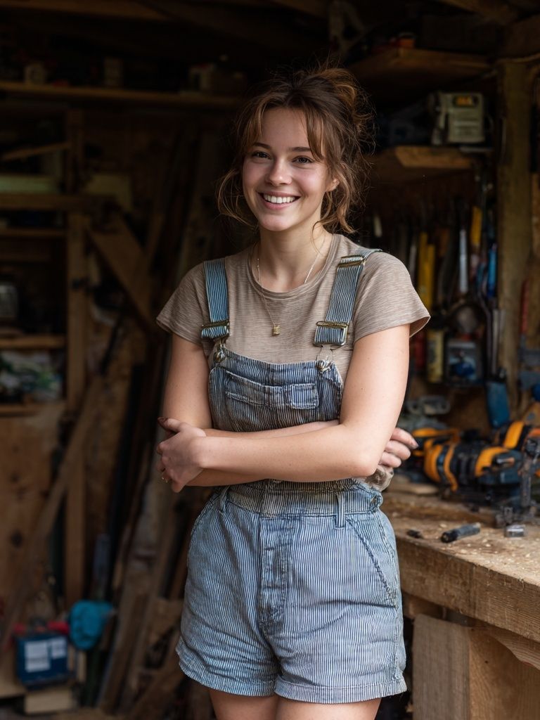 Smiling Carpenter Portrait Poster. poster detail