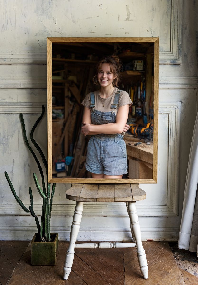 Smiling Carpenter Portrait Poster. — room view 1