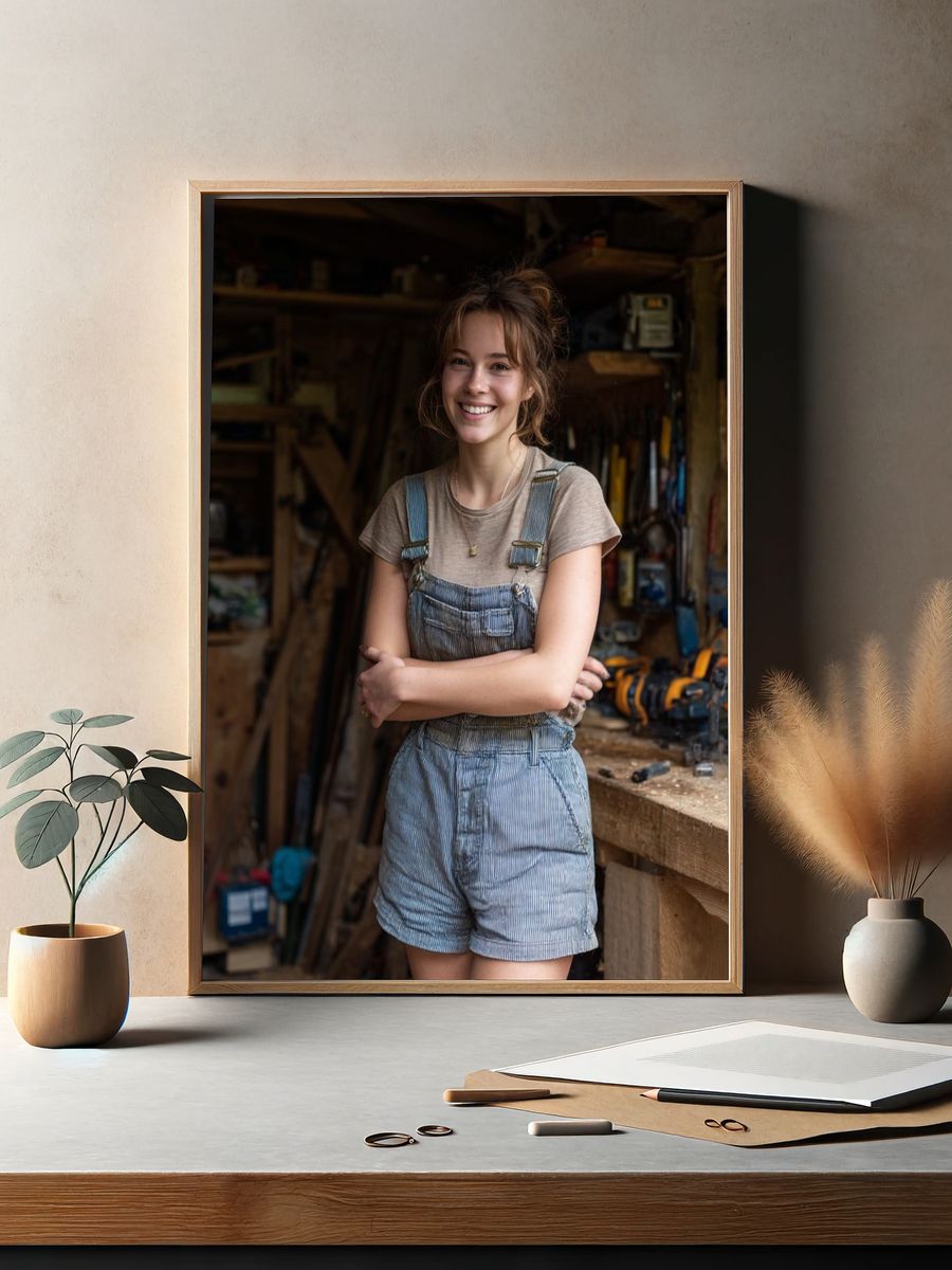 Smiling Carpenter Portrait Poster. — room view 2