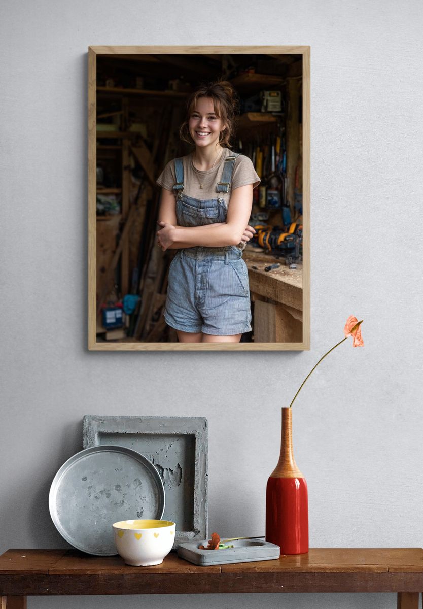 Smiling Carpenter Portrait Poster. — room view 3