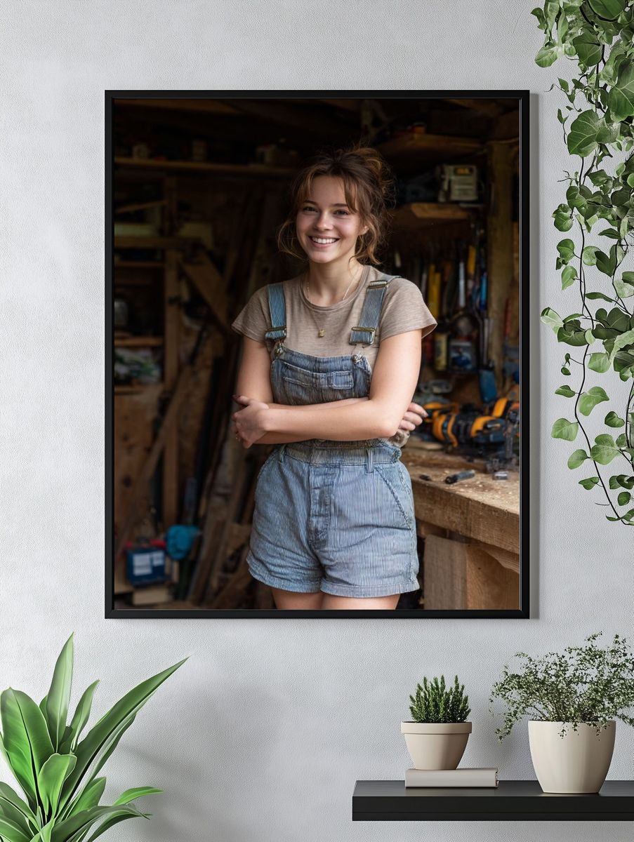 Smiling Carpenter Portrait Poster. — room view 4