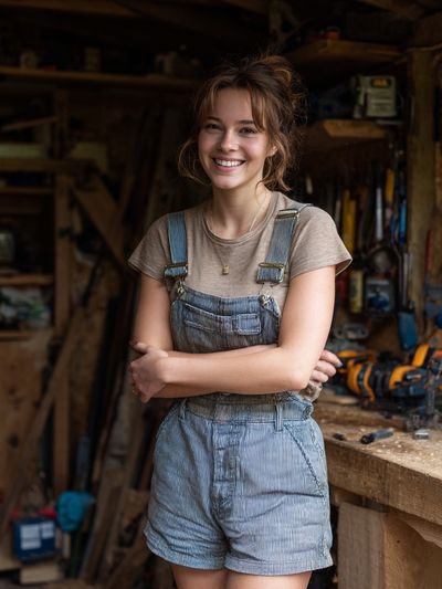 Smiling Carpenter Portrait Poster. poster print