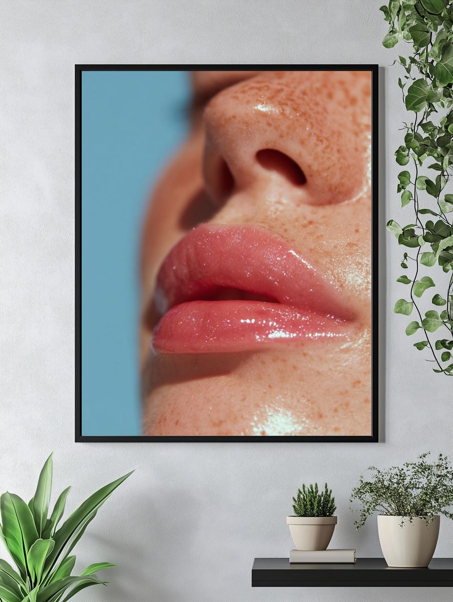 Glossy Freckled Lips Photography Poster. — room view 4