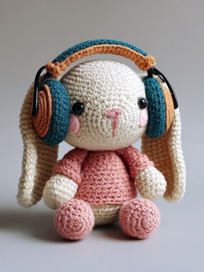 Crocheted Bunny Portrait Print. poster print
