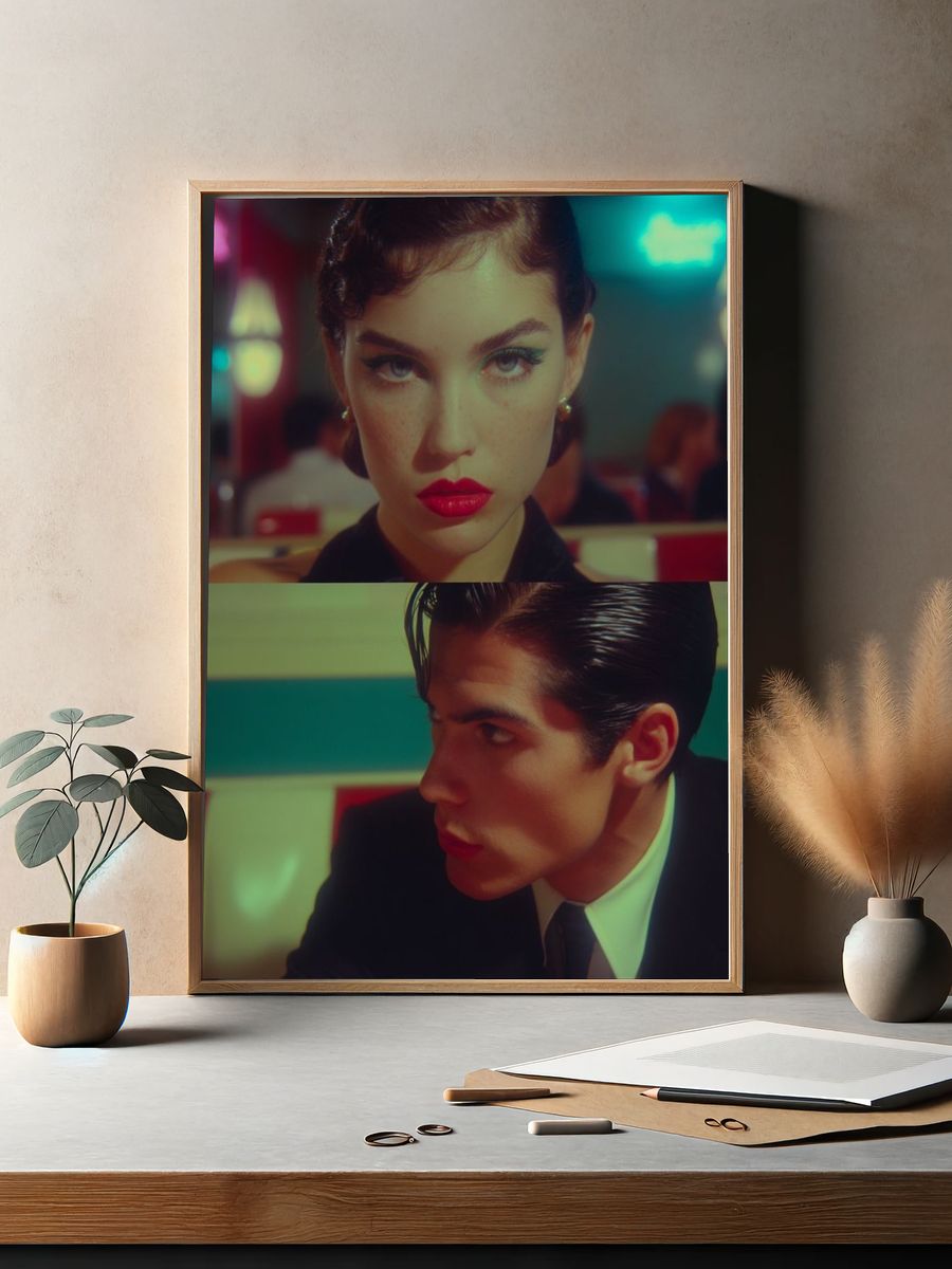 Neon Diner Portrait Poster. — room view 2