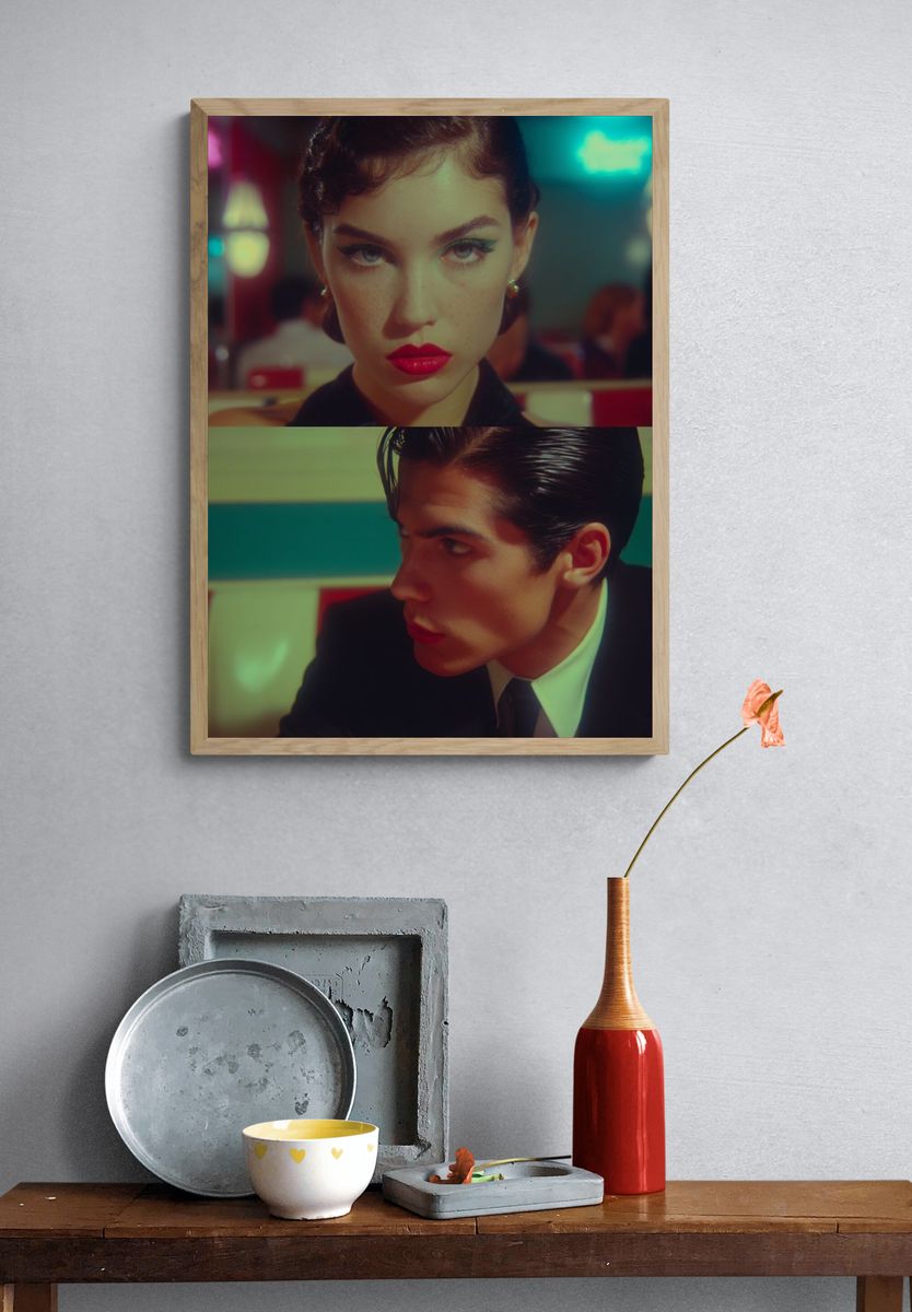 Neon Diner Portrait Poster. — room view 3