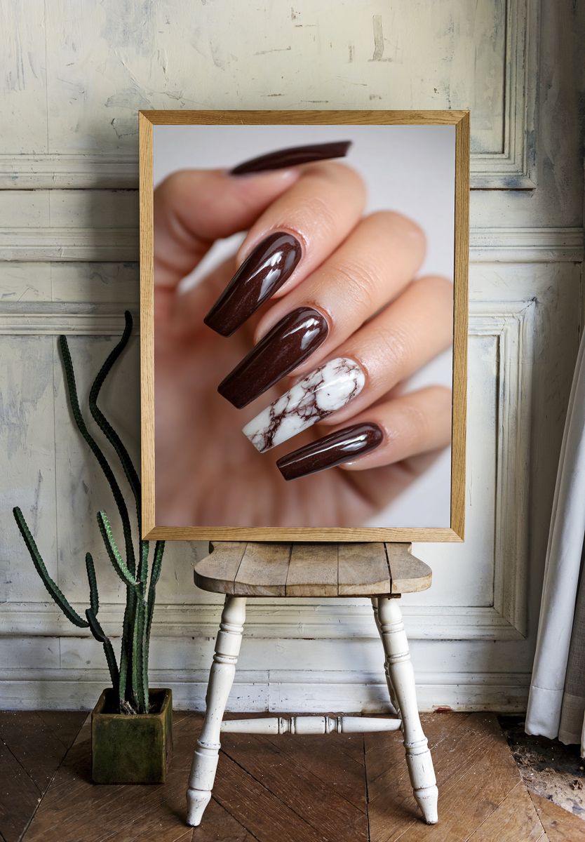 Chocolate Marble Nails Photography Poster. — room view 1