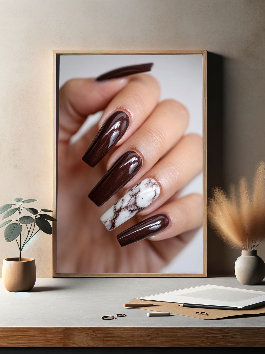 Chocolate Marble Nails Photography Poster. — room view 2