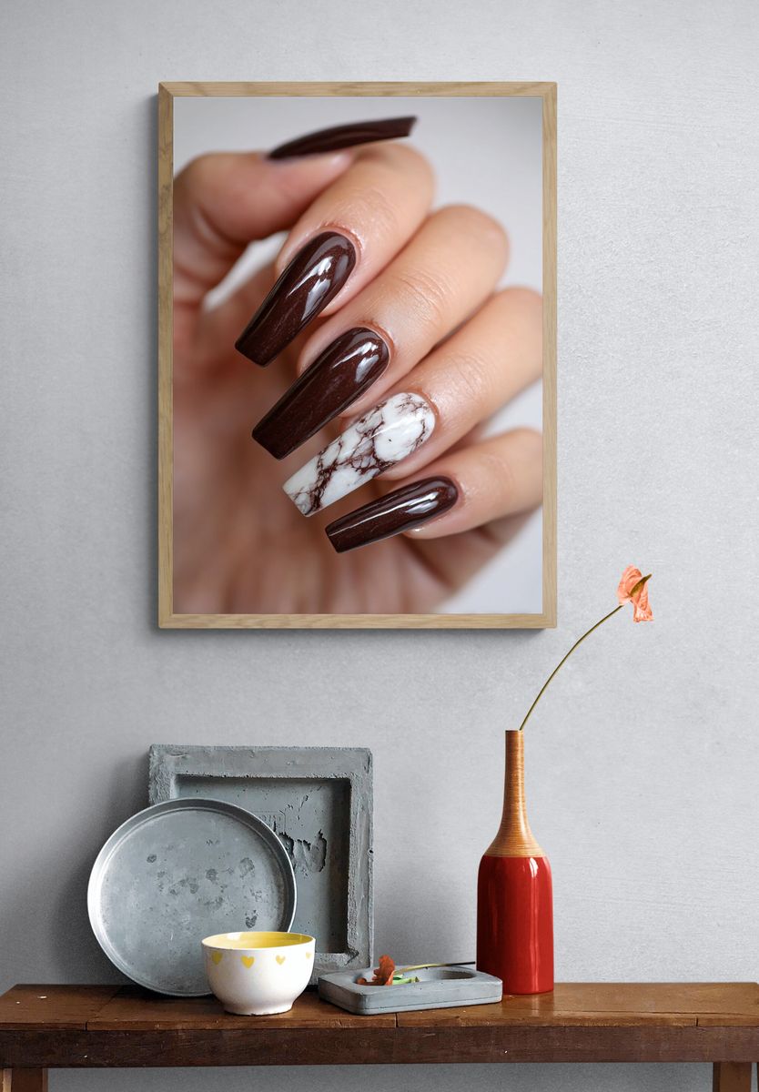 Chocolate Marble Nails Photography Poster. — room view 3