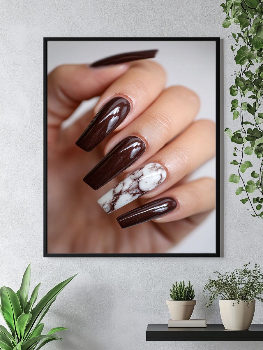 Chocolate Marble Nails Photography Poster. — room view 4