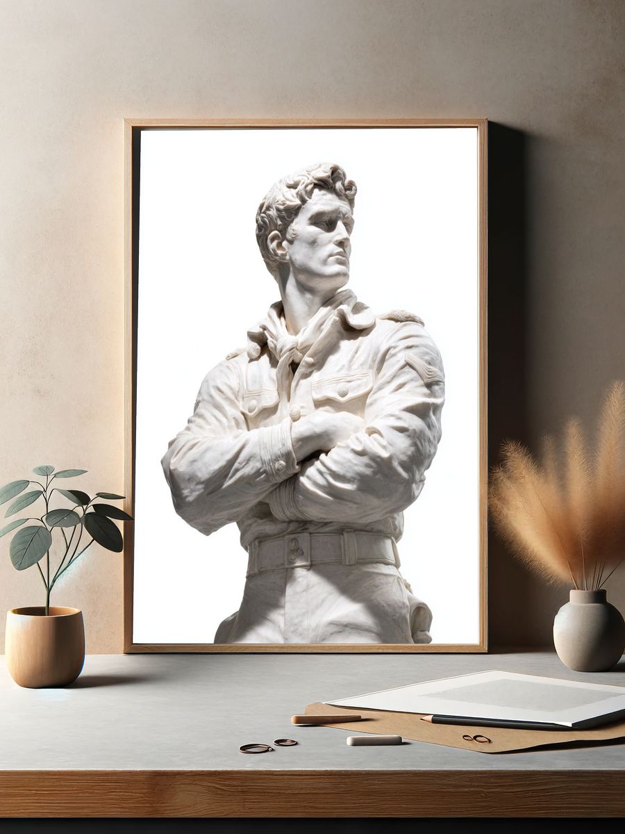 Marble Hero Bust Photography Poster. — room view 2