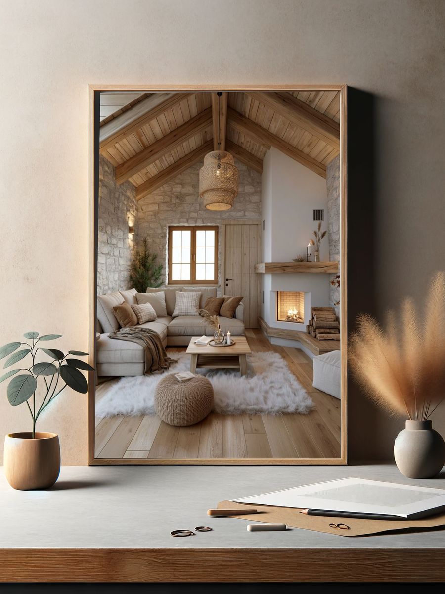 Cozy Rustic Living Room Photography Poster. — room view 2