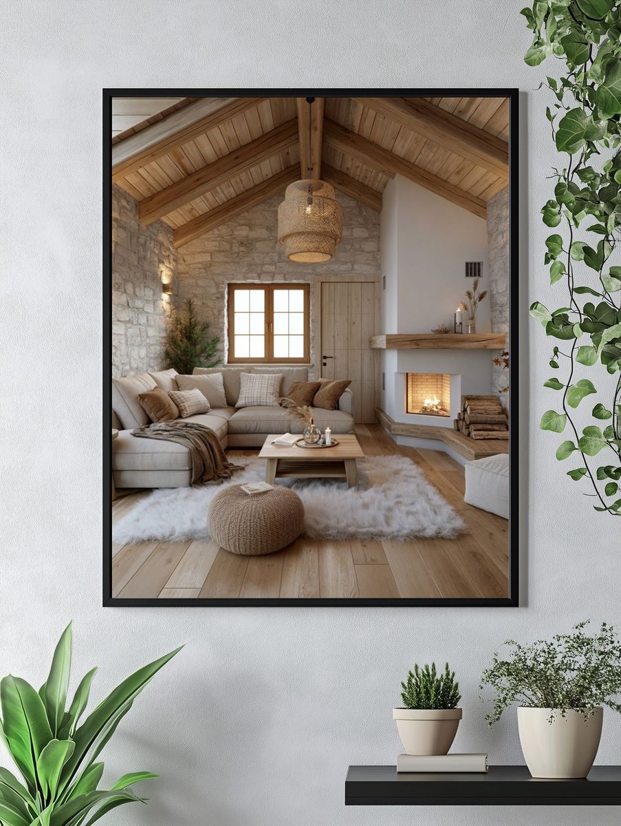 Cozy Rustic Living Room Photography Poster. — room view 4
