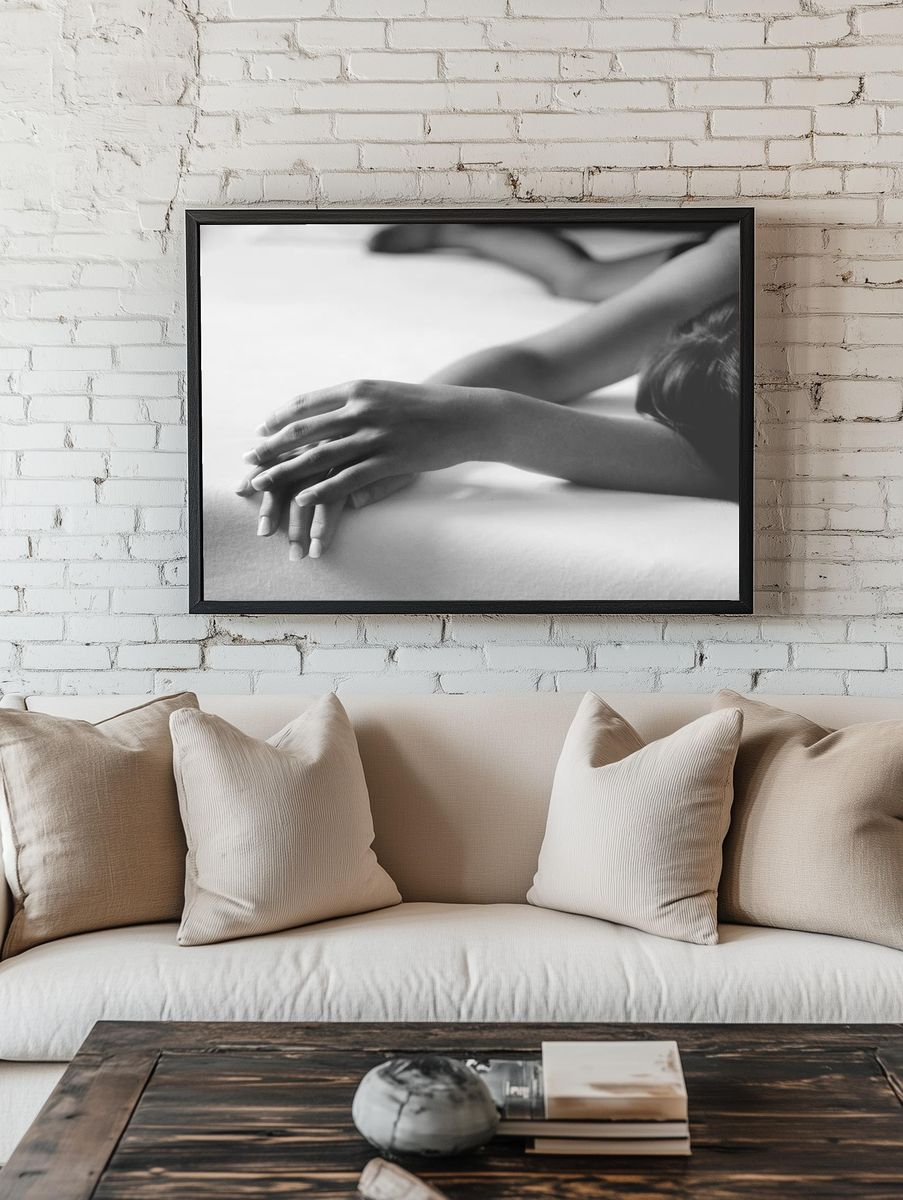Tender Hands Black-White Poster. — room view 1