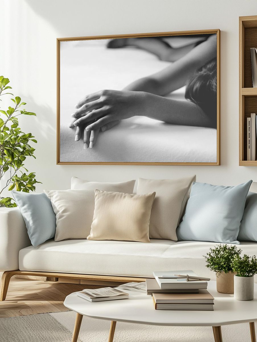Tender Hands Black-White Poster. — room view 2