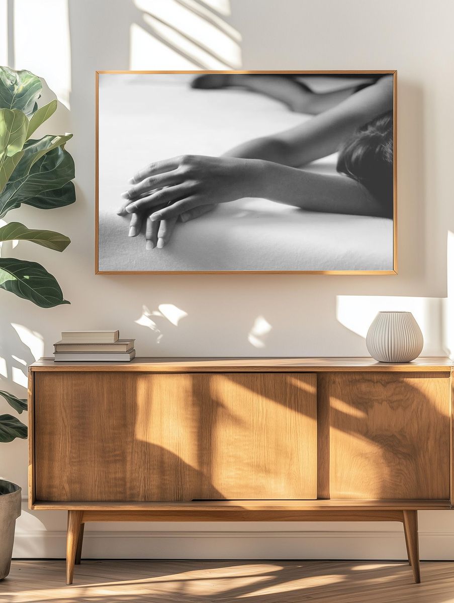 Tender Hands Black-White Poster. — room view 3