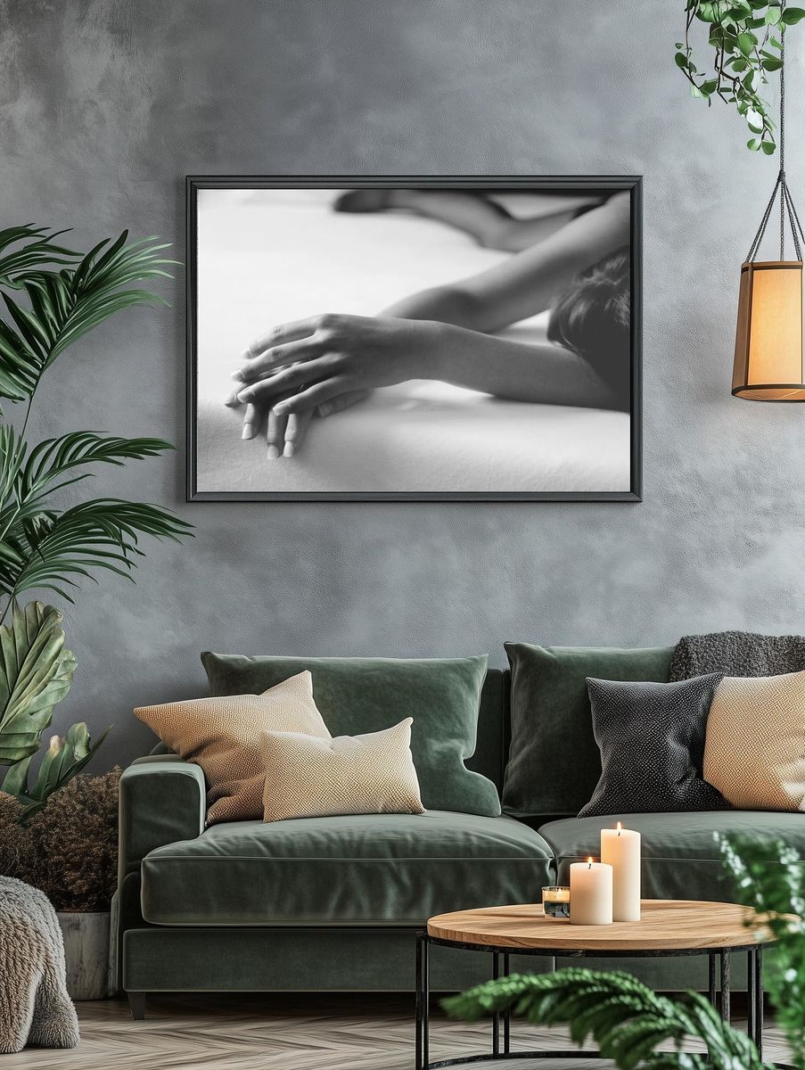 Tender Hands Black-White Poster. — room view 4