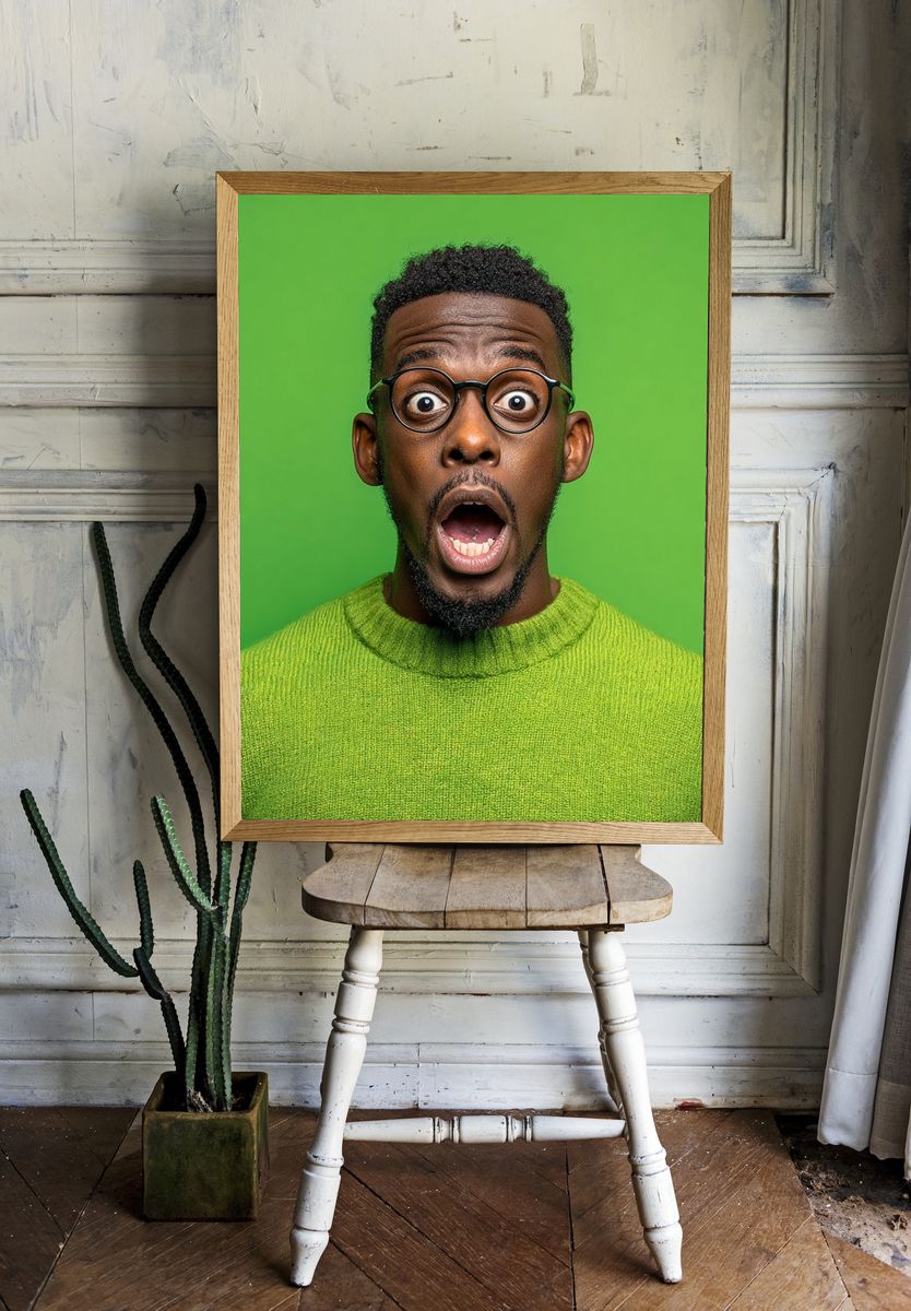 Surprised Man — Photography Print. — room view 1