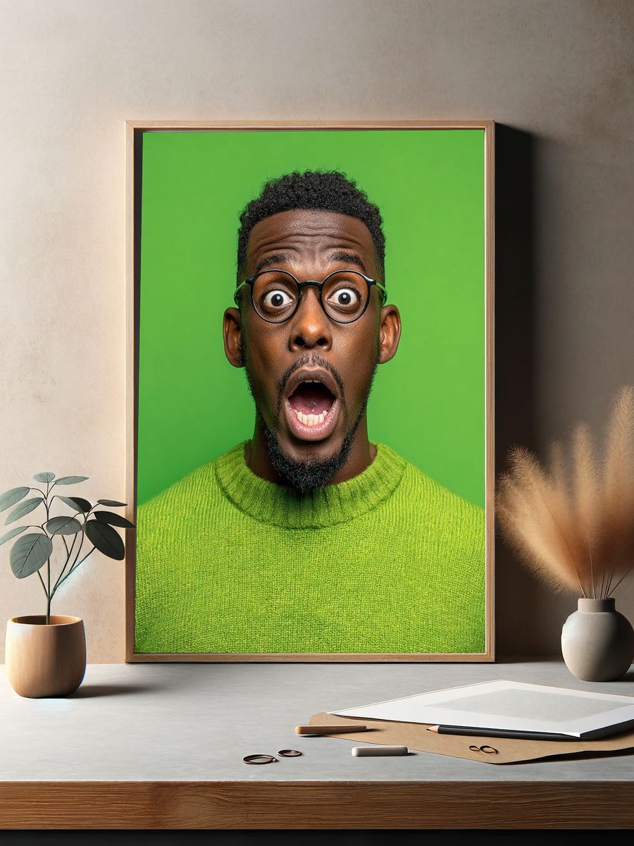 Surprised Man — Photography Print. — room view 2