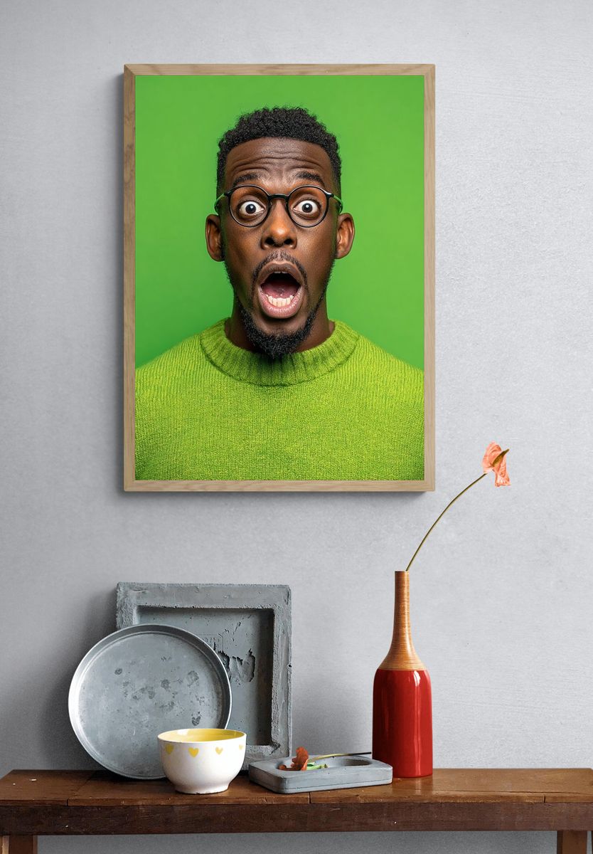 Surprised Man — Photography Print. — room view 3