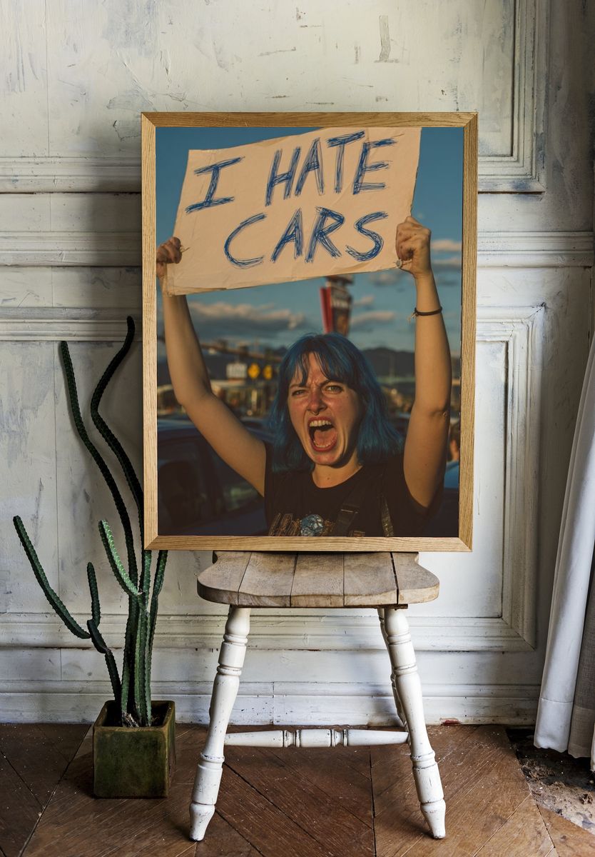 I Hate Cars — Protest Photography Print. — room view 1