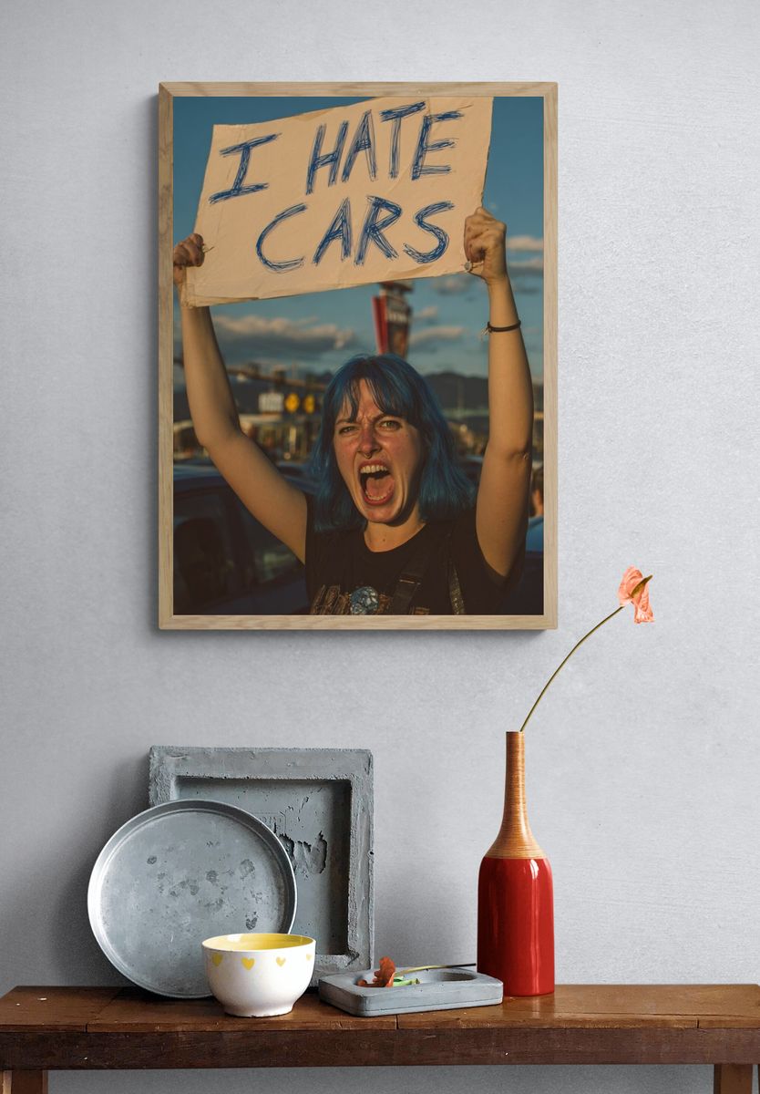 I Hate Cars — Protest Photography Print. — room view 3