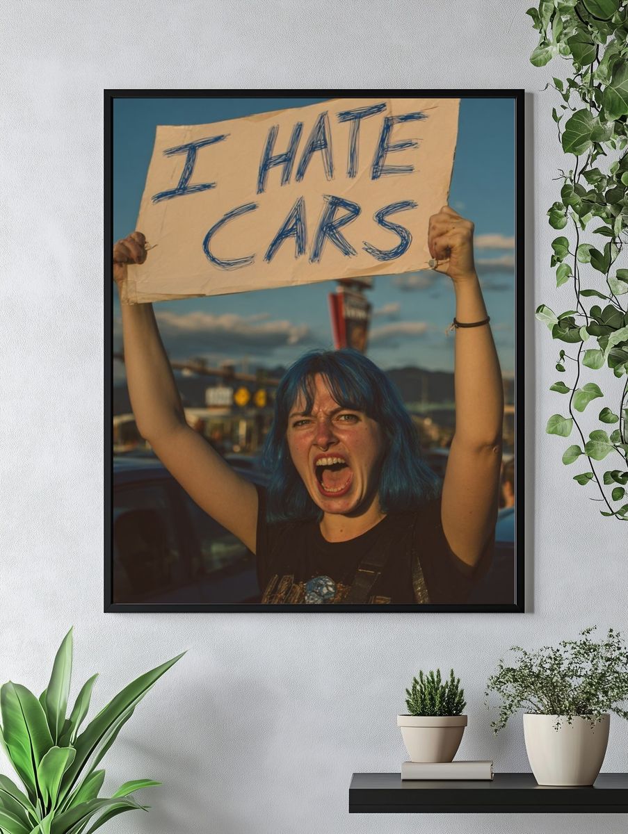 I Hate Cars — Protest Photography Print. — room view 4