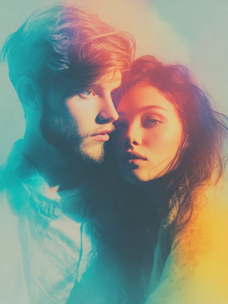 Dreamy Couple Portrait Print. poster detail
