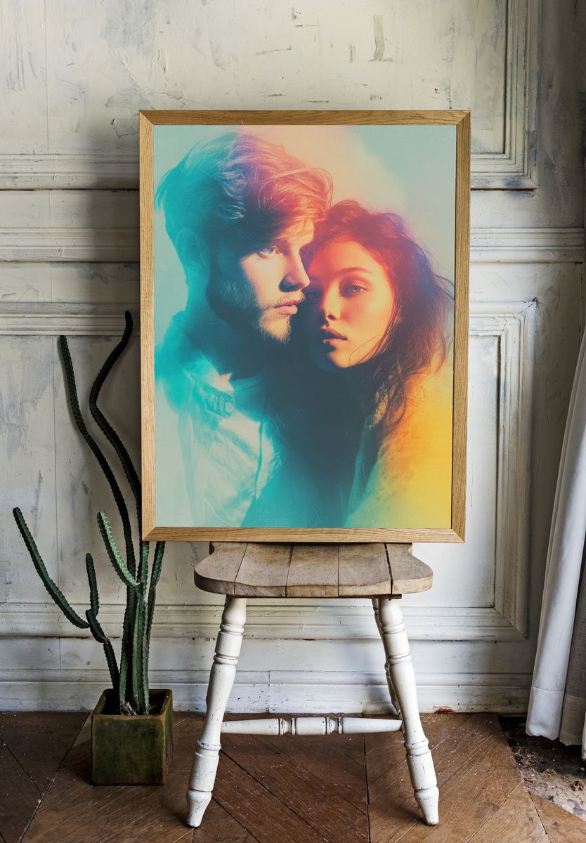 Dreamy Couple Portrait Print. — room view 1