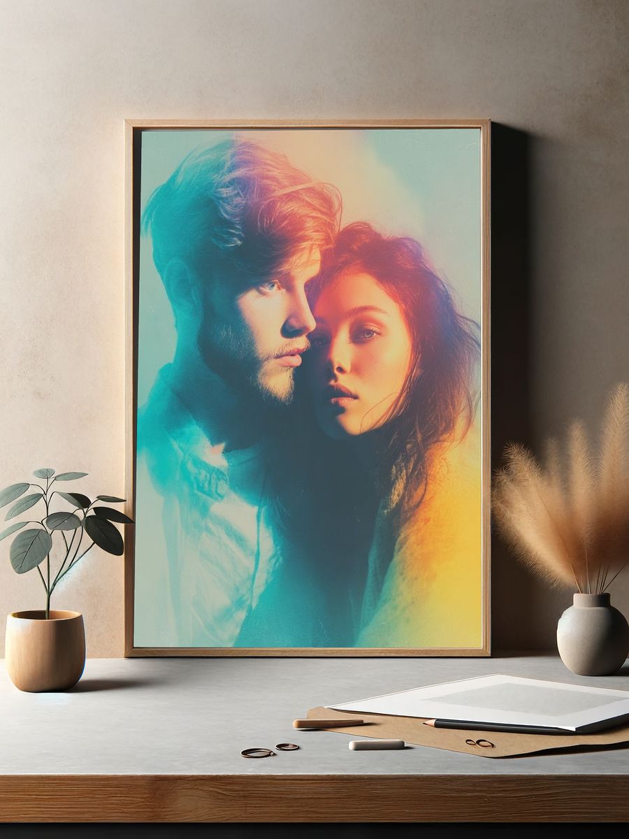 Dreamy Couple Portrait Print. — room view 2