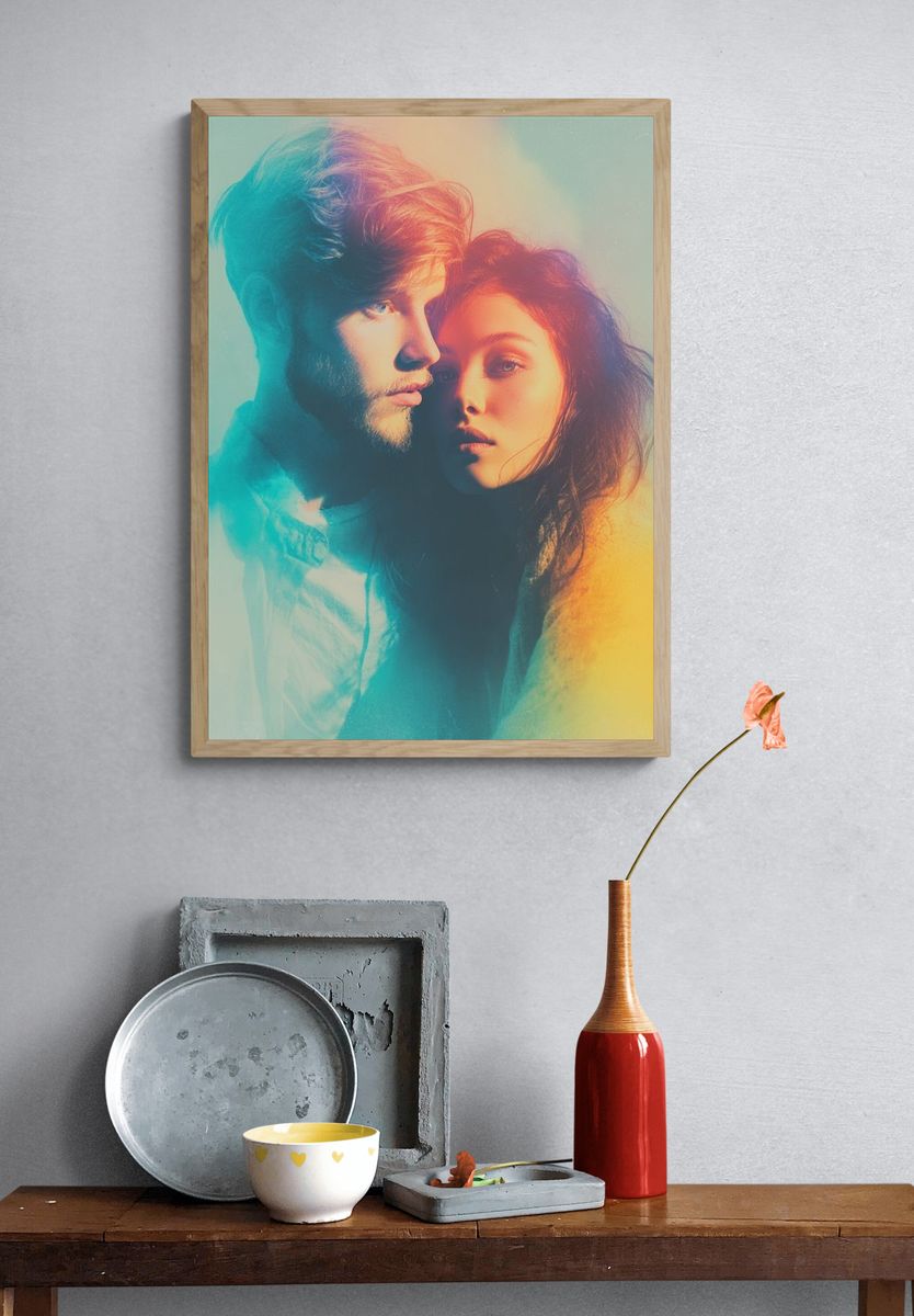 Dreamy Couple Portrait Print. — room view 3