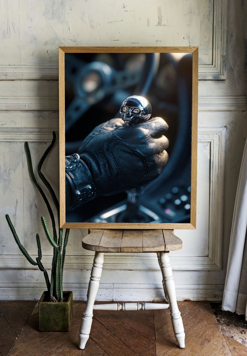 Chrome Skull Gearshift Poster. — room view 1