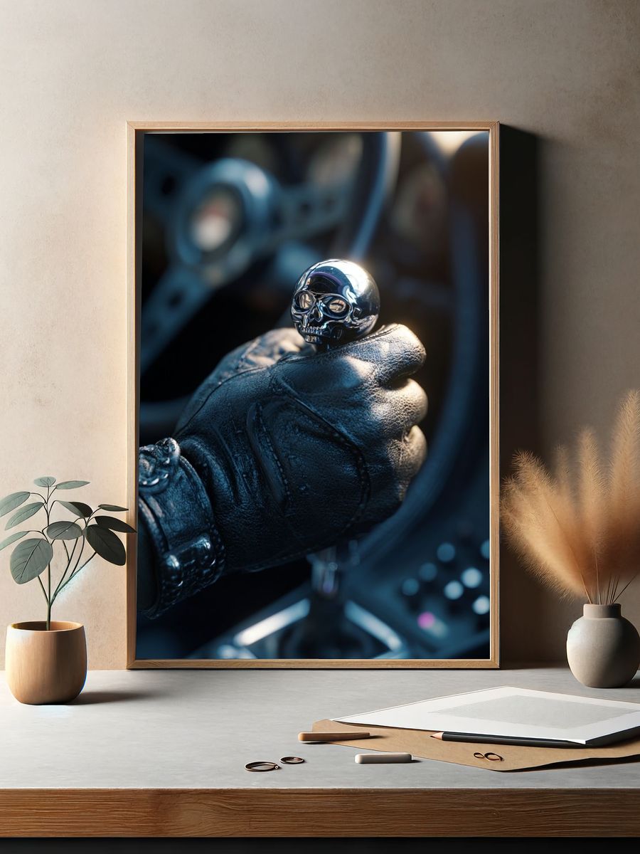 Chrome Skull Gearshift Poster. — room view 2
