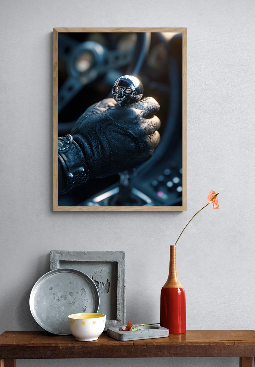 Chrome Skull Gearshift Poster. — room view 3